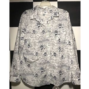 Vacation tropical print button down